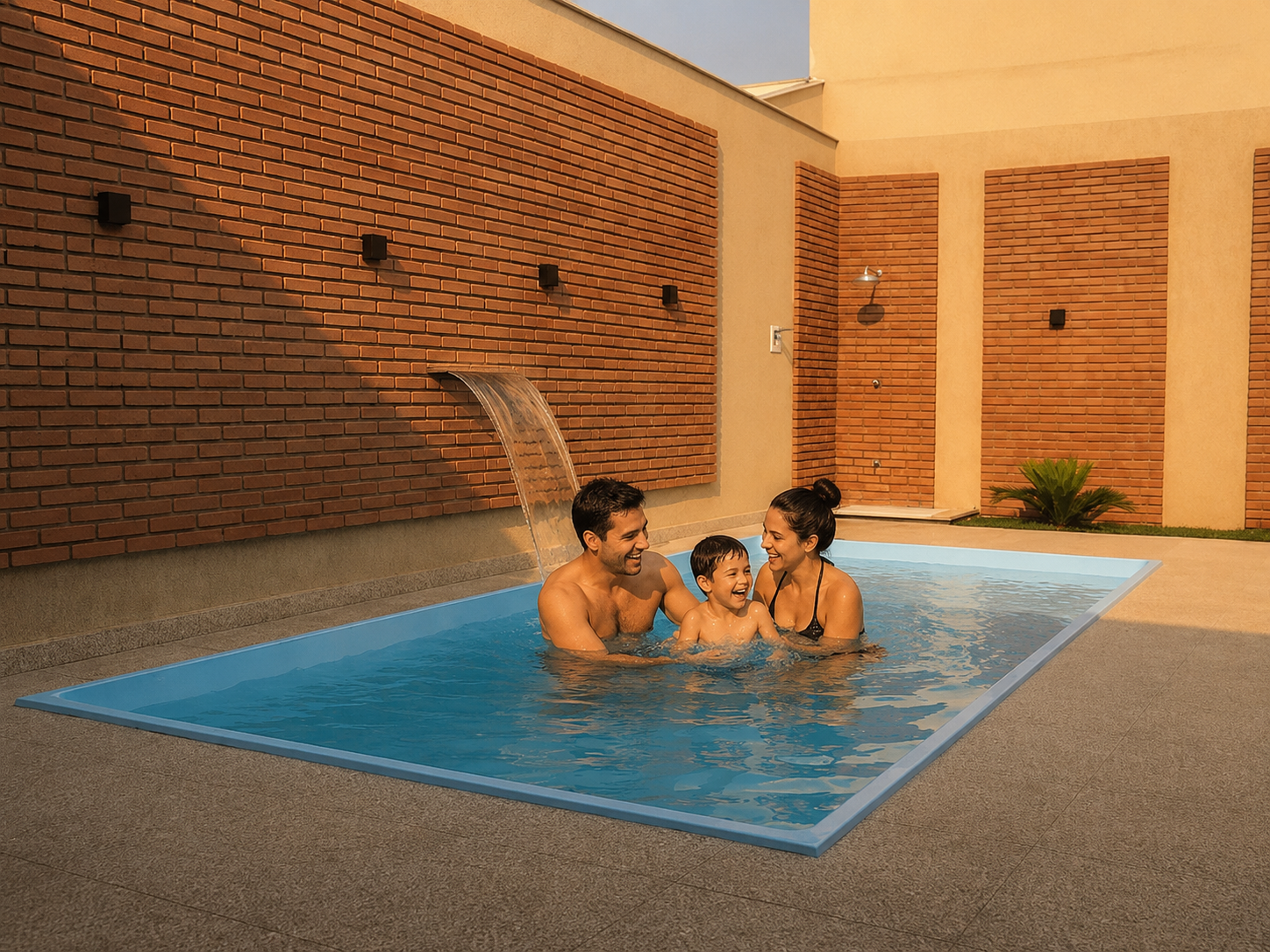 Família aproveitando piscina Solário
